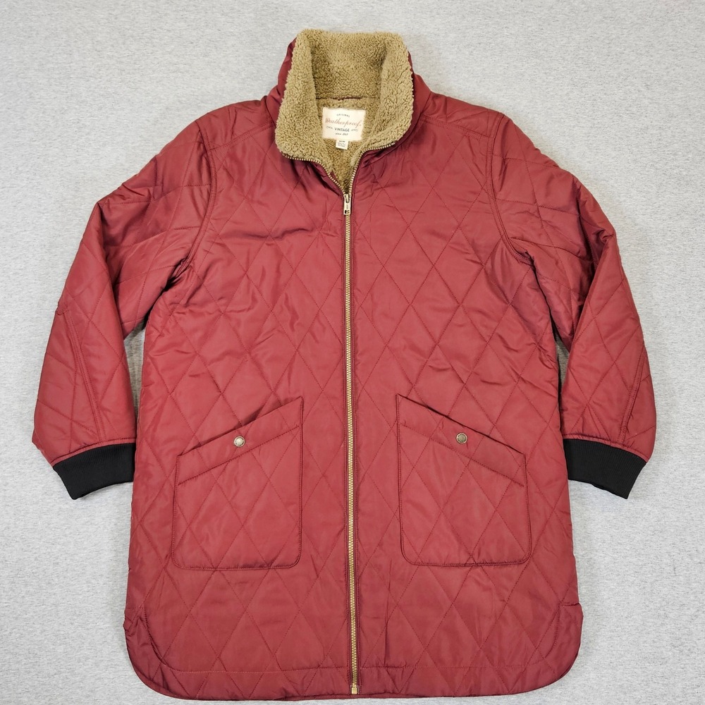 Weatherproof Vintage Burgundy Quilted Faux Fur Lined Jacket Womens Medium